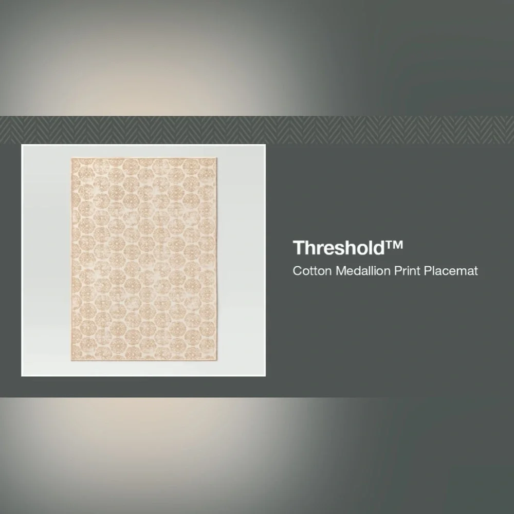 NWT set of 6 threshold beige medallion placemats 14”x19” each